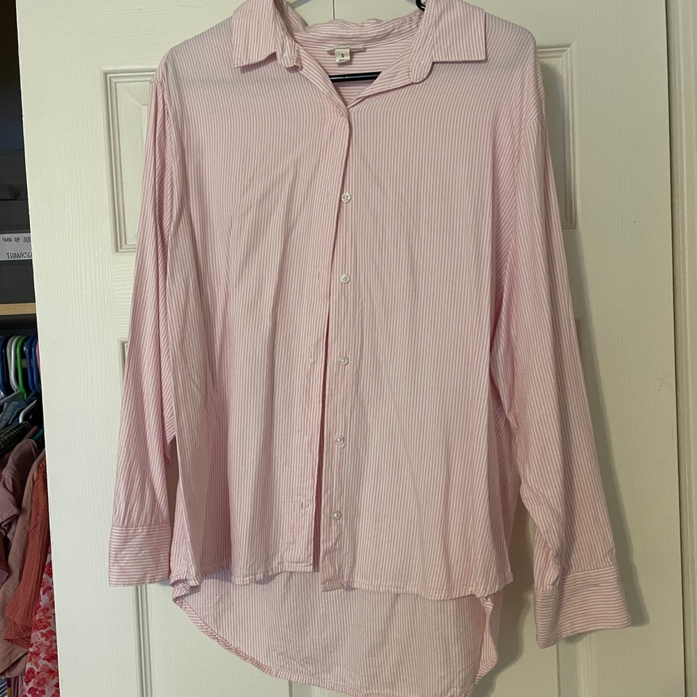 Pink & White Stripe Button-Down